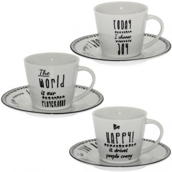 DRW Set 6 Tazas te c/Plato Porcelana