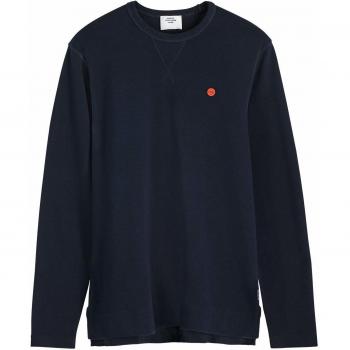 Scotch & Soda Clean Longsleeve tee with Printed Sleeve Stripes, Camisa Manga Larga para Hombre, Azul