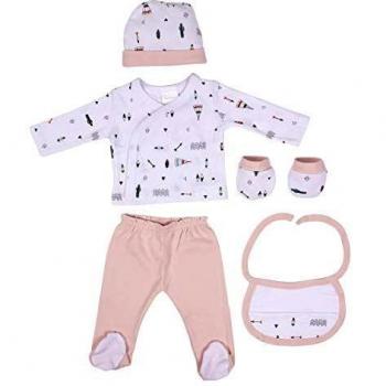 Interbaby SET07-02 - Set Primera Puesta Indio Rosa Para Recién Nacido 5 Piezas, 340 g