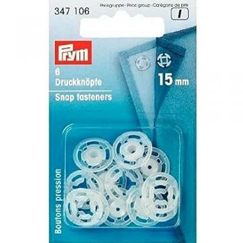 Prym plástico Sew On Snap fasteneres, Transparente