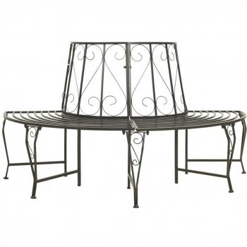 Banco semicircular para árbol de jardín 160 cm en acero gris