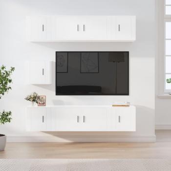 vidaXL Set de muebles para TV 7 piezas madera contrachapada blanco brillo