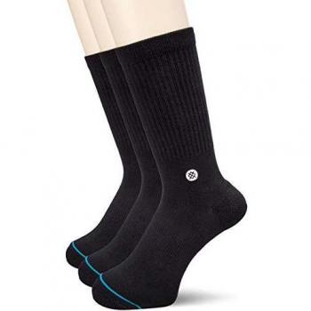 Calcetines Stance Icon 3 Pack Negro - Caña Alta - Reforzados - Logo Visible - Talla L (43-46)