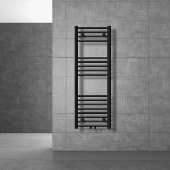 Radiador Toallero Luxebath Sahara 400 x 1200 mm Negro Mate Diseño Moderno Con Conexión Central y Kit de Montaje Incluido