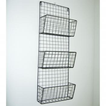Cesta de alambre de pared de estilo industrial de metal para Revistas y cartas, accesorio para vestuario.