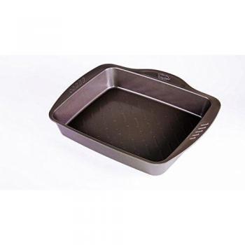 Fuente Rectangular Pyrex Asimetria 25x20 cm, Acero Antiaderente con Presa Fácil, Apto para Horno