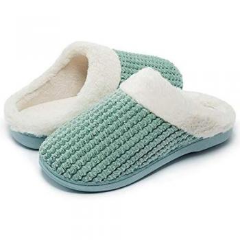 Kuako Zapatillas de Estar por casa con Forro de vellón para Mujer Antideslizantes Espuma de Memoria para Interiores Zapatos cálidos acogedores de la casa