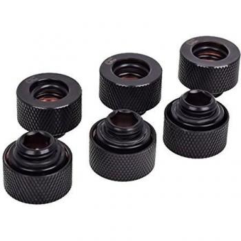 Alphacool HT 13mm HardTube G1/4 Screw-On Fitting - Knurled - Deep Black Sixpack