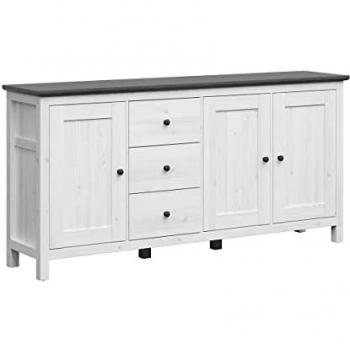Aparador 3 puertas y 3 cajones laminado blanco patinado con beige y madera oscura