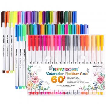 newdoer 60 paquetes fina línea de colores – Punta Fibra de 0,4 mm, punta de fieltro – perfecto para colorear para adultos bala de cartulina y tomar notas