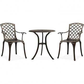 vidaXL 3 Piece Bistro Set Cast Aluminium Bronze