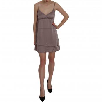 Pink Memories Purple Spaghetti A-line Mini Silk Dress - IT44|L, Size: M, Light Purple