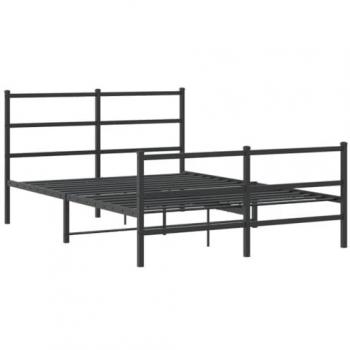 Estructura de cama con cabecera y pediera, metal negro, 140x190 cm