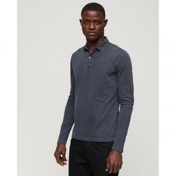 Superdry Studios Long Sleeve Jersey Polo - Eclipse Navy, Men's Size 2XL