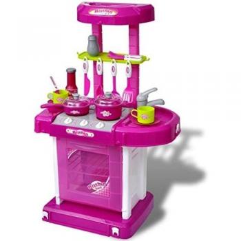 vidaXL Cocina de Juguete para Niños con Luz y Sonido Rosa Plástico Cocinita