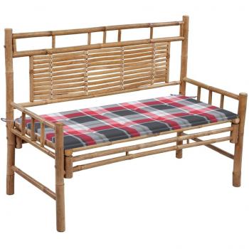 vidaXL Banco de jardín con cojín bambú 120 cm