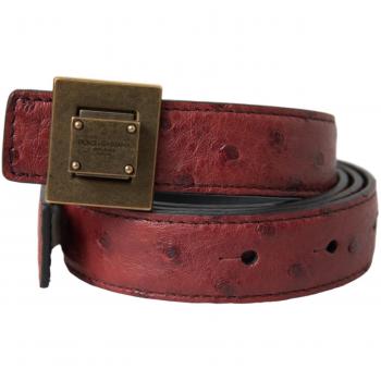 Dolce & Gabbana Brown Leather Square Metal Buckle Belt - 85 cm / 34 Inches