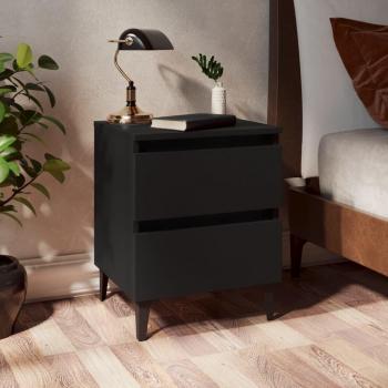 Mesita de noche Negra 40x35x50 cm madera contrachapada