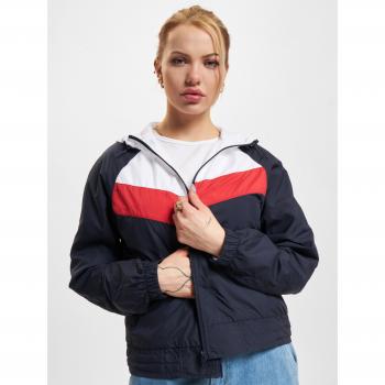 Urban Classics Women's 3-Tone Windbreaker Jacket (Navy/White/Fire Red)
