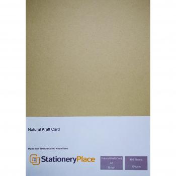 Papel kraft natural reciclado de Stationery Place Kraft Card. Tamaño A4, 100 g/m², 100 hojas, color marrón