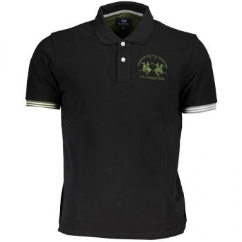 La Martina Elegant Black Polo with Subtle Contrasts - Size XL