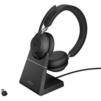 Jabra Evolve2 65 USB-C MS Stereo Wireless Noise-Isolating Headset with Desk Stand - Black