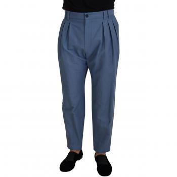 Dolce & Gabbana Blue Linen Chino Formal Pants - IT52 | L, Male, Size: XL