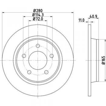 Disco de freno HELLA 8DD 355 110-911, modelo de alta calidad para Mazda 3 y 5 puertas, diámetro de disco 280 mm, diseño sólido