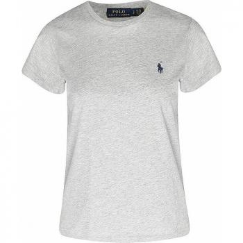 Polo Ralph Lauren Women's Gray Cotton T-Shirt with Logo Embroidery, Size M