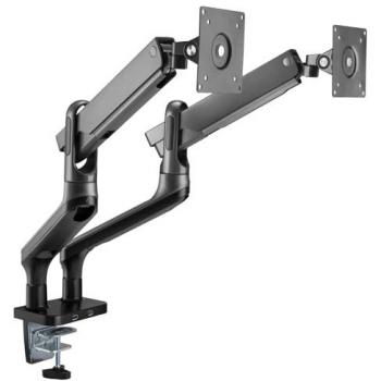 Soporte de mesa totalmente móvil myWall HL22-2L para 2 monitores de 17 a 32 pulgadas, con sistema de muelles y 2 puertos USB