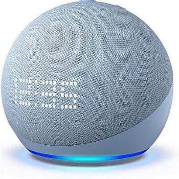 Nuevo Echo Dot (5.ª generación, modelo de 2022) con reloj | Altavoz inteligente con reloj y Alexa | Gris azulado