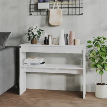 Mesa consola vidaXL de madera contrachapada 102x30x80 cm en colores Blanco, Negro y Roble Sonoma; también disponible como mesa de sofá, mesa de entrada para salón, consola de entrada, mueble recibidor y mes
