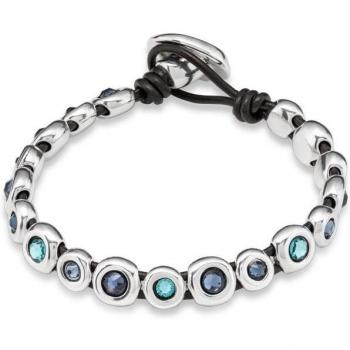 UNO de 50 Magic Touch Leather and Silver-Plated Bracelet with Swarovski Crystals - Exclusive Design