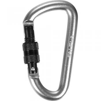 Mosquetón llavero Salewa D-Shape gris y negro con cierre de tornillo