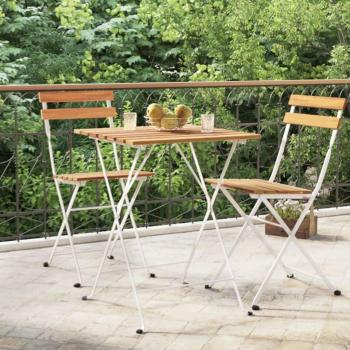 Mesa de cafetería plegable de madera de acacia y acero 55x54x71 cm Marrón