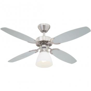Westinghouse Lighting Capitol Ventilador de Techo E27, 60 W, Acabado en Acero Satinado con aspas Reversibles en Plata/Negro