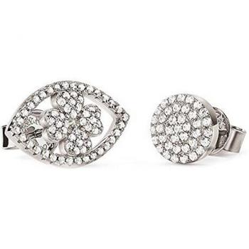 Folli Follie S0350615 Pendientes para Mujer 3E18S016C, Plateado, 1 cm