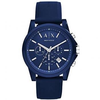 Armani Exchange Reloj Cronógrafo Armani Exchange para Hombre, Reloj de Silicona, Tamaño de Caja 44 mm, Azul