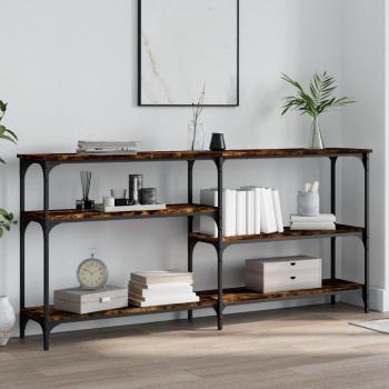 Mesa consola de madera de ingeniería 160x29x75 cm en color Negro, Roble Sonoma y Roble ahumado, ideal como mesa de sofá o mesa auxiliar para salón