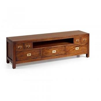 Mueble TV de Madera Caoba con 7 Cajones, 160 cm de Ancho