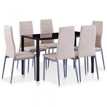 Conjunto de mesa y sillas de comedor 7 piezas color capuchino Beige