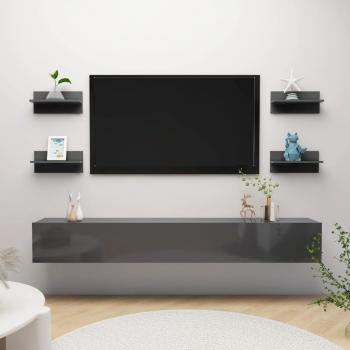 Estantes de pared 4 piezas Gris pulido 40x11,5x18 cm