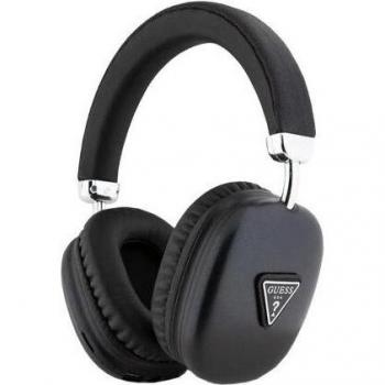Auriculares Bluetooth Guess 4G con Logo Triangular, Inalámbricos, PU Cuero, Estéreo, Negro