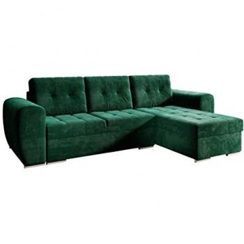 Sofá rinconero Muncie 109, con función de descanso y caja de ropa de cama, dimensiones 256 x 157 x 97 cm