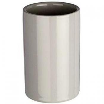 Wenko Polaris Vaso para Cepillos de Dientes, Cerámica, Gris Claro, 7x7x11 cm