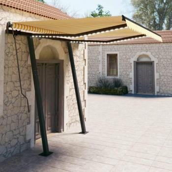 Toldo manual retráctil de protección solar Día y Noche con LED amarillo y blanco 3x2,5 m