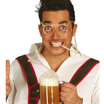 FIESTAS GUIRCA - Gafas con Pajita para Cerveza, Color Transparente