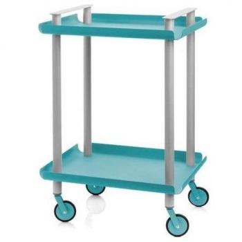 Carrito Auxiliar Multifuncional LEKY con Armazón Gris y 2 Estantes Decorativos