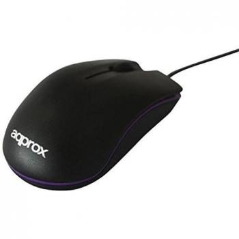 Ratón Óptico Approx para Notebook, Modelo APPOMNBP, 800DPI, Plug and Play, Interfaz USB 2.0 - Color Negro/Lila