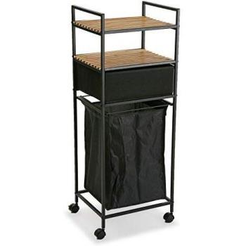 Versa Upsala Mueble para el Baño Auxiliar, Con estante y cesto para la ropa, Medidas